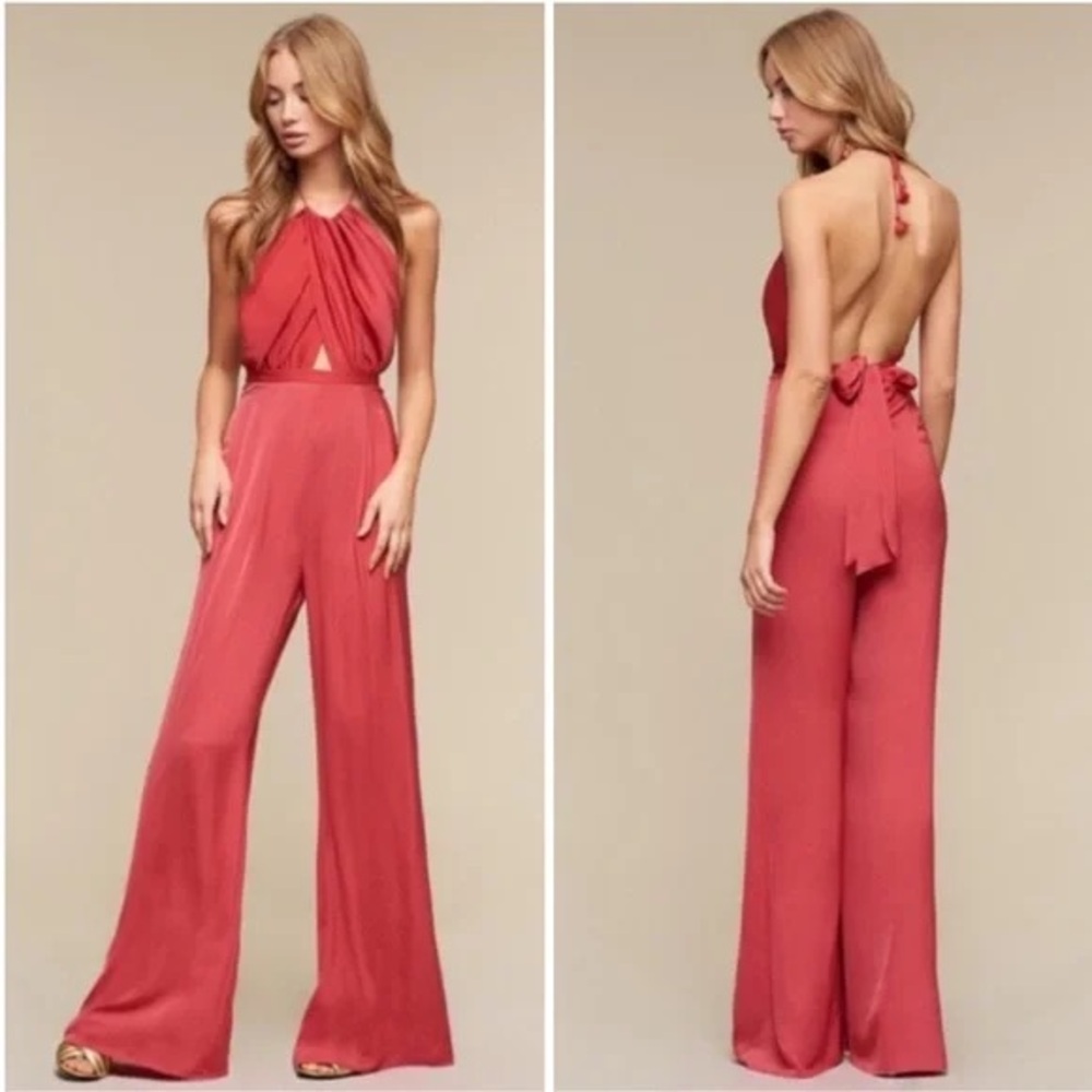 TJD Red Halter Jumpsuit NWOT Size Med